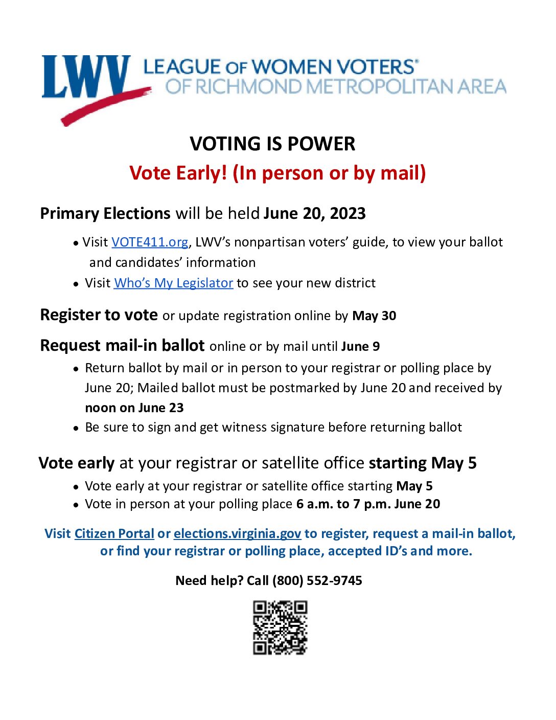 Early Voting Information for June 2023 Primary